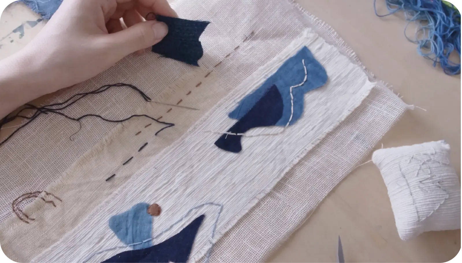布と刺繍で写す夏の思い出コラージュの詳細はこちら